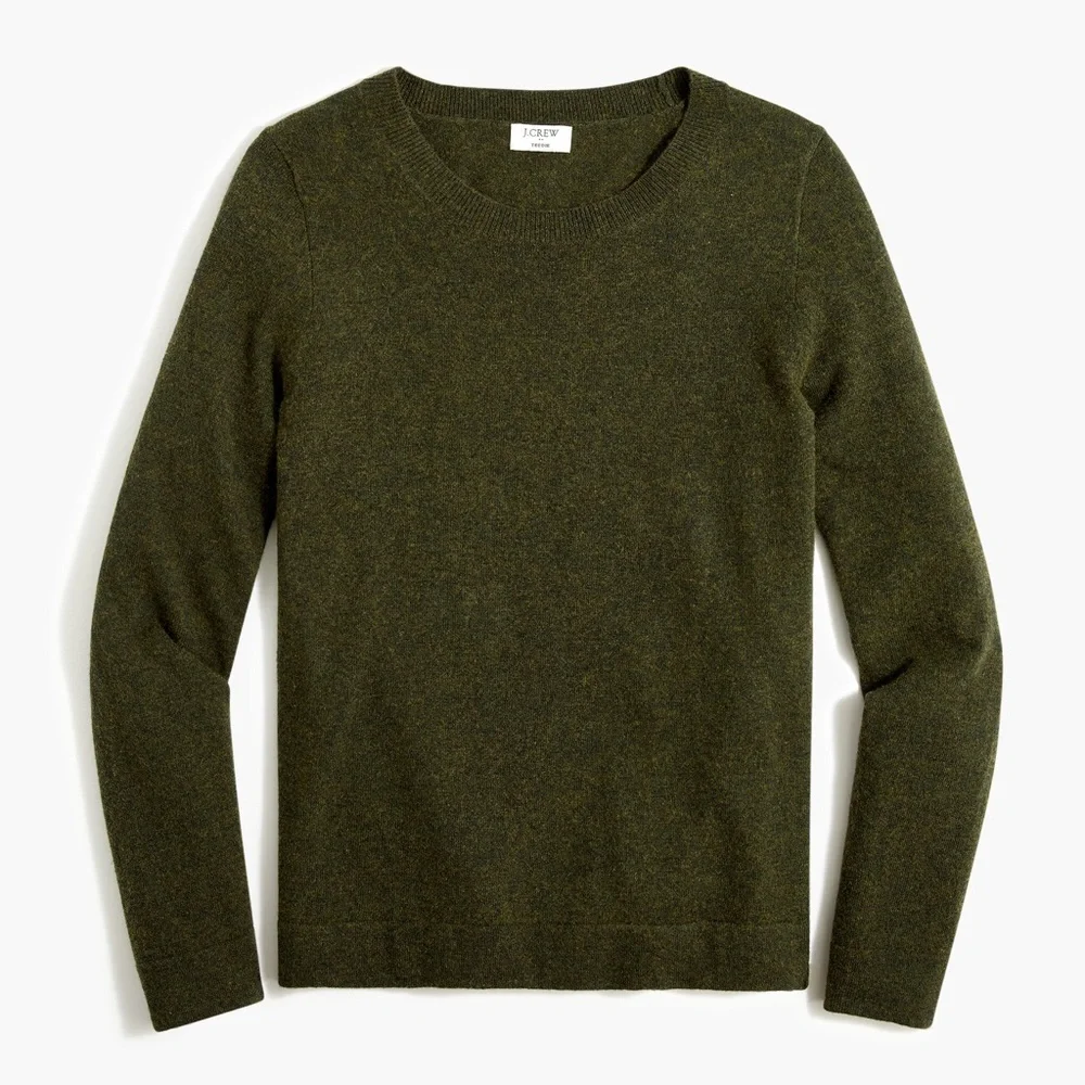 J.Crew Teddie Cotton-Wool Blend Crewneck Sweater Green Women’s XS